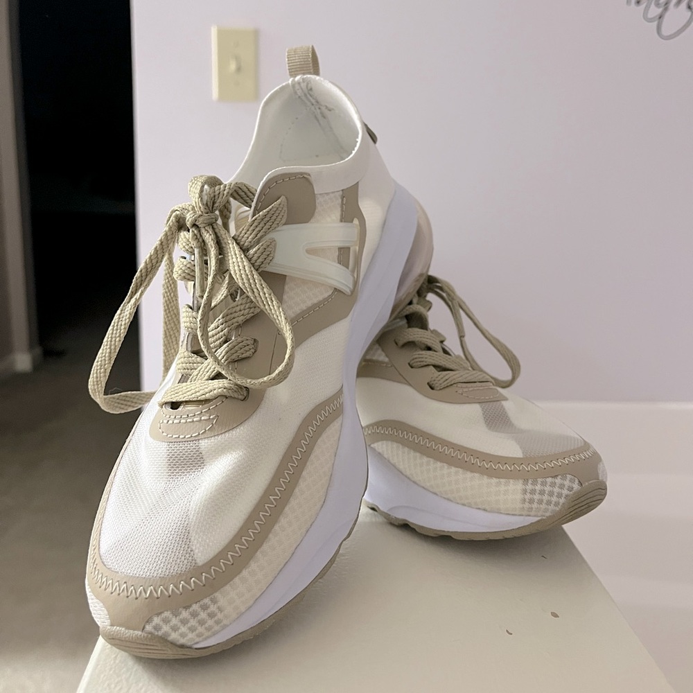 Fabletics Coronado Performance Sneakers in Brown, Cream, and White